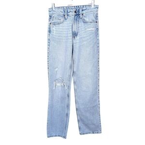 &Denim Baggy‎ Low Waist Light Wash Jeans Distressed Y2K Grunge Size 0